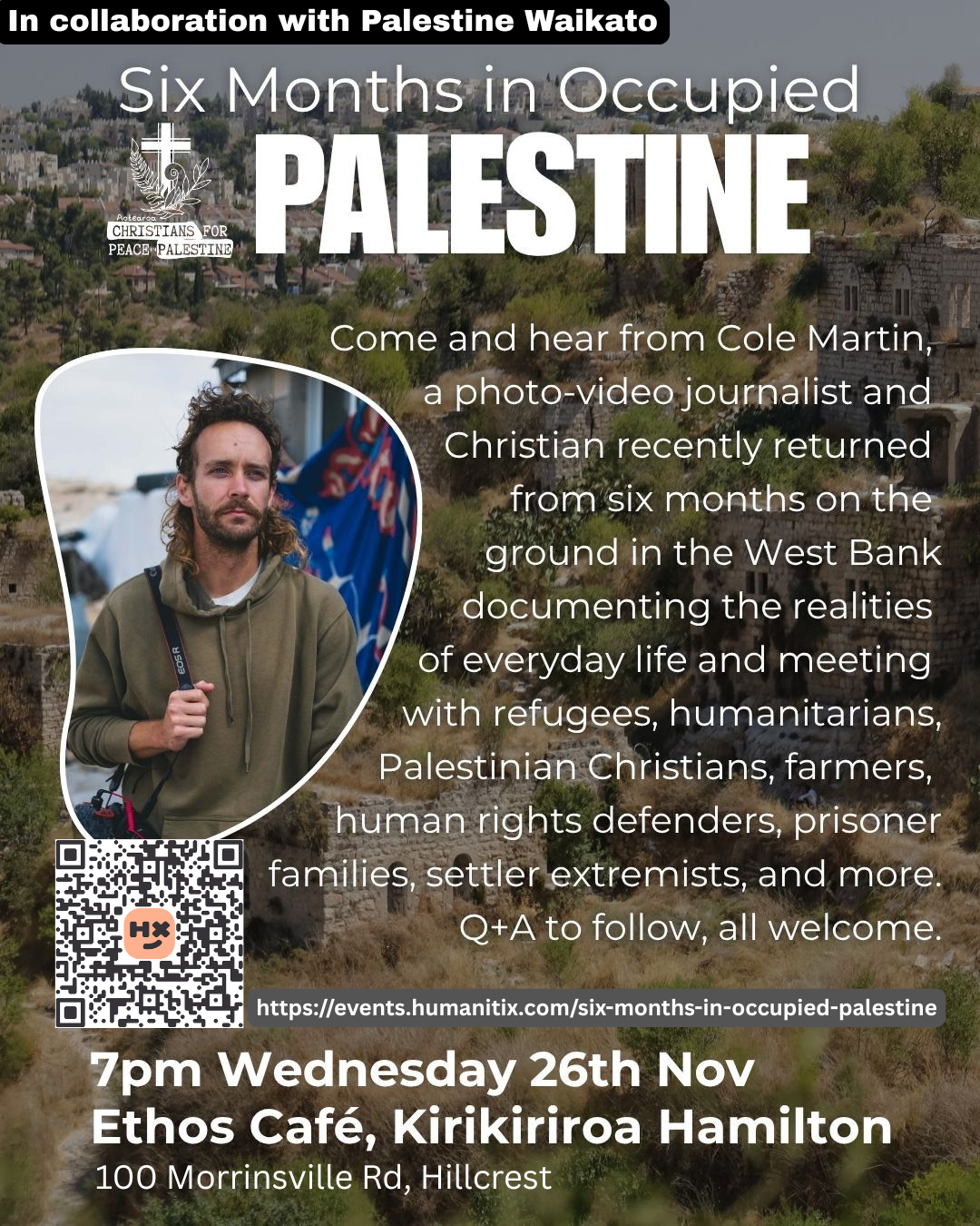 Cole Martin Six months in Palestine Flyer Cole Martin Six months in Palestine Flyer